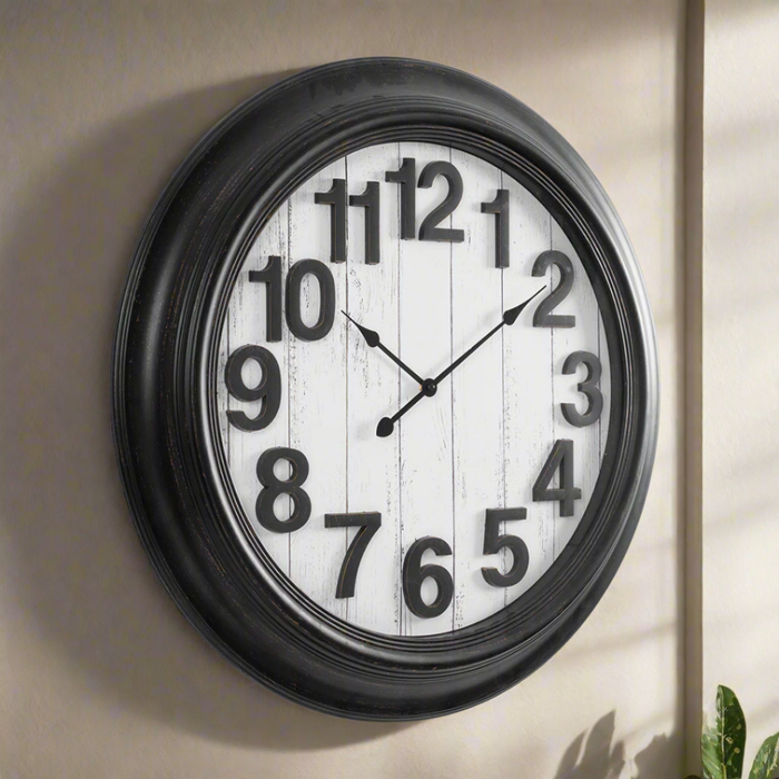 Fiber Clock - Numeric Big wooden design - Black (30"dia)