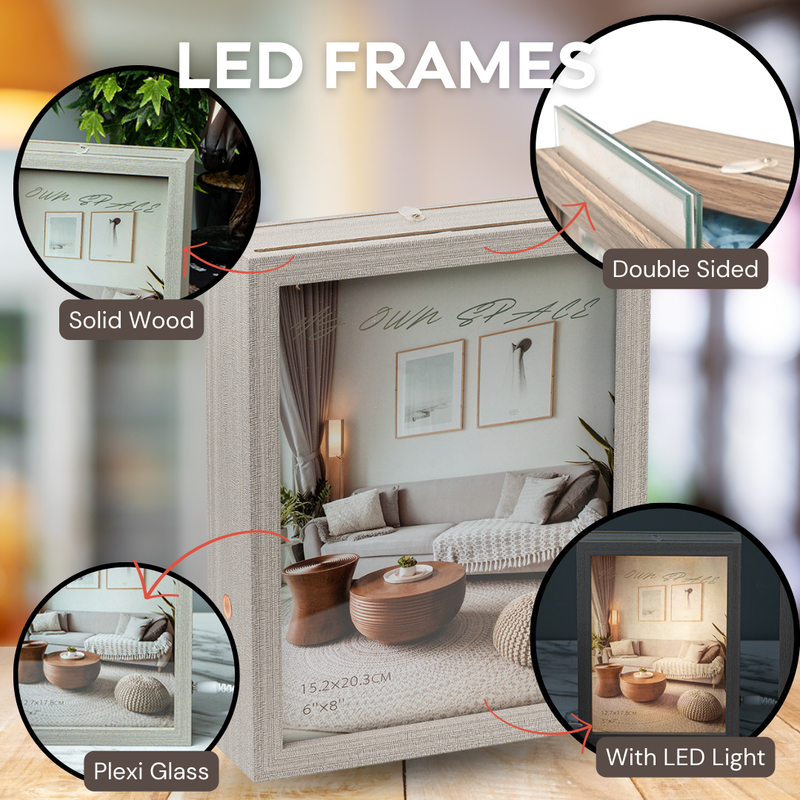 Photo Frames - Grey Double Sided LED Frame