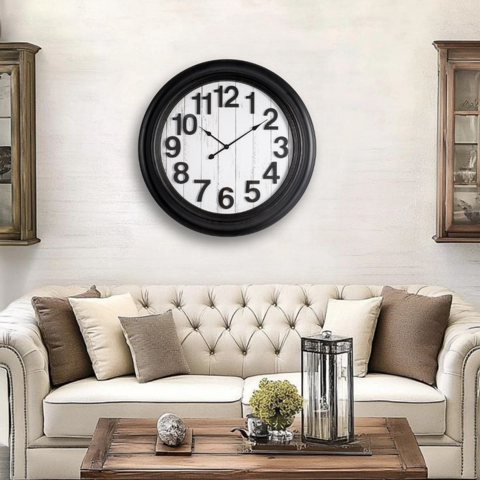 Fiber Clock - Numeric Big wooden design - Black (30"dia)