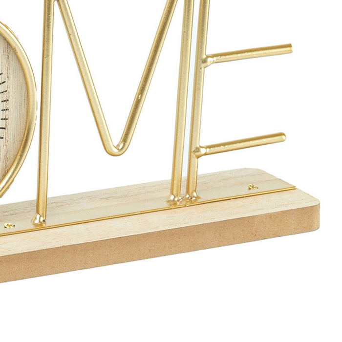 Wooden Metal Letter Clock - Home (Gold)