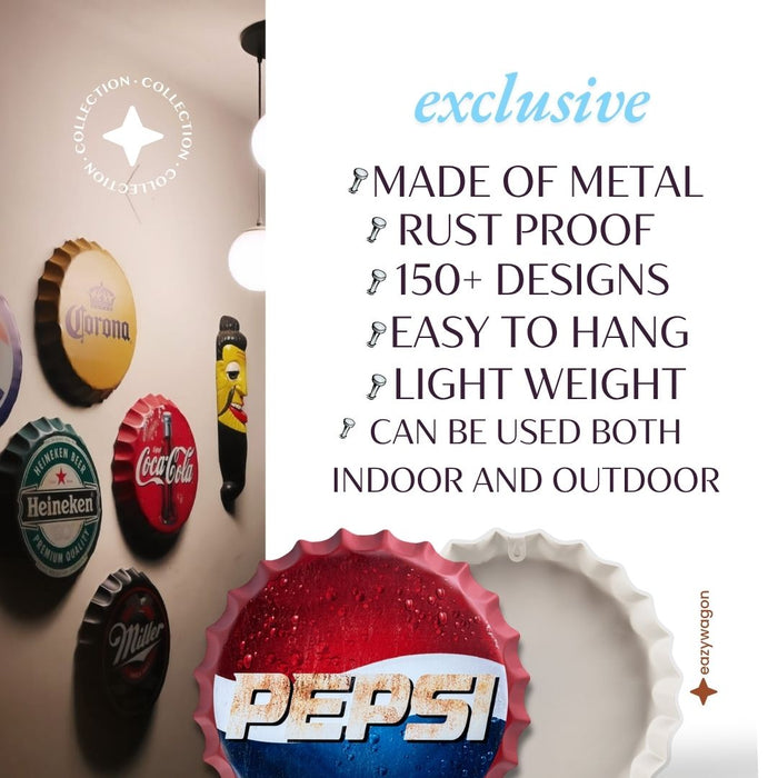 Bottle Caps Wall Decor Sign – Pepsi Classic Vintage Beverage Logo