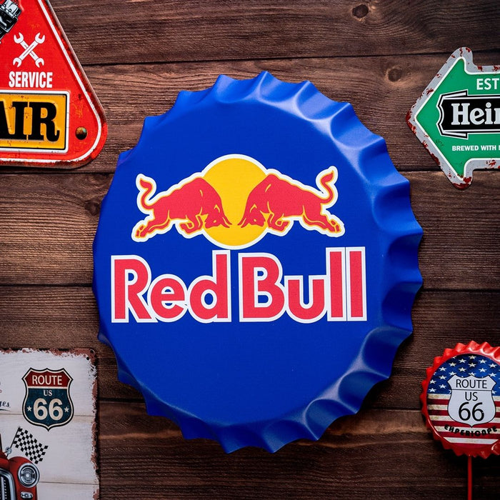 Bottle Caps Wall Decor Sign – Red Bull Energy Drink Logo Design