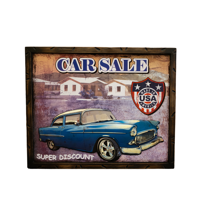 Retro Wall Frame - Blue Chevy Bel Air 1957