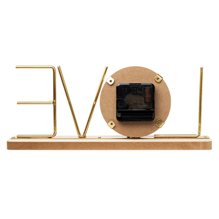 Wooden Metal Letter Clock - Love (Gold)