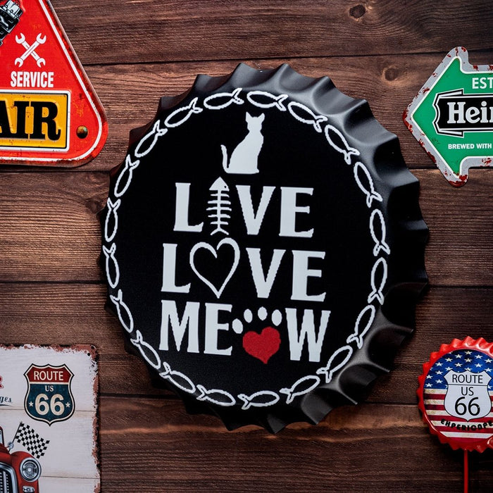 Bottle Caps Wall Decor Sign – Live Love Meow Cat Theme Wall Art