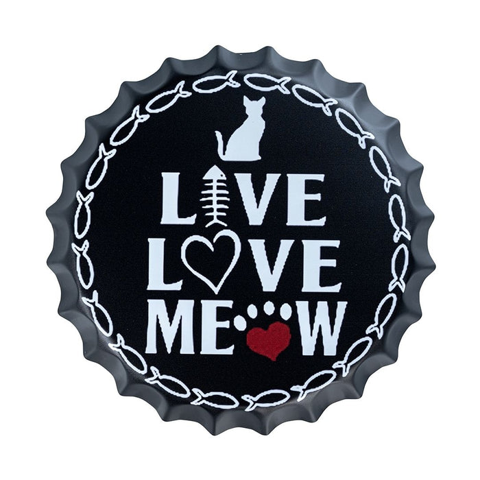 Bottle Caps Wall Decor Sign – Live Love Meow Cat Theme Wall Art
