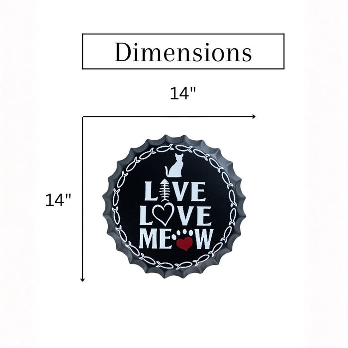 Bottle Caps Wall Decor Sign – Live Love Meow Cat Theme Wall Art