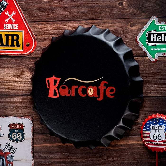 Bottle Caps Wall Decor Sign – Barcafe Coffee Logo Minimal Design