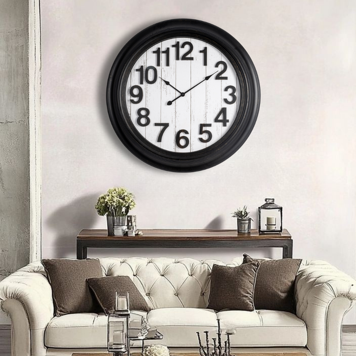 Fiber Clock - Numeric Big wooden design - Black (30"dia)