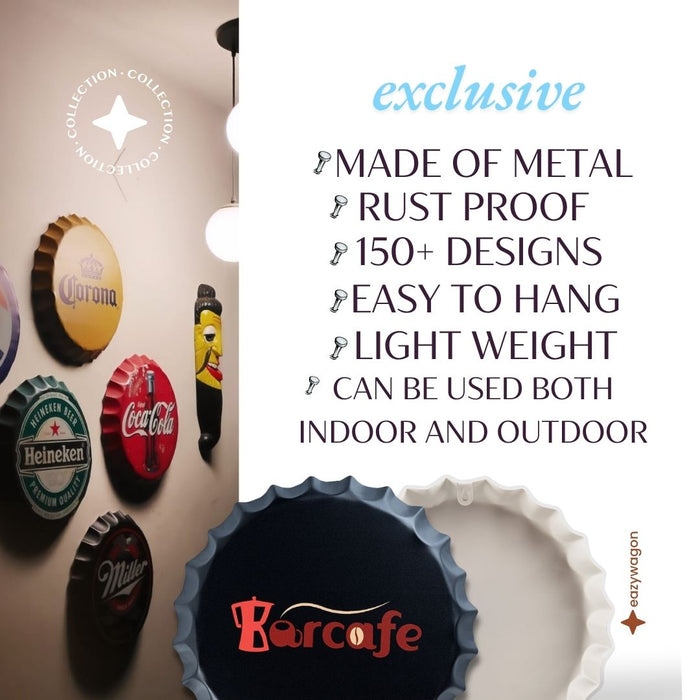 Bottle Caps Wall Decor Sign – Barcafe Coffee Logo Minimal Design