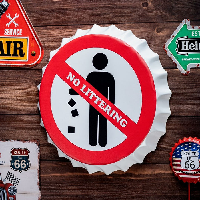 Bottle Caps Wall Decor Sign – No Littering Awareness Sign Board