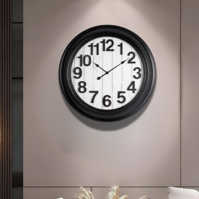 Fiber Clock - Numeric Big wooden design - Black (30"dia)