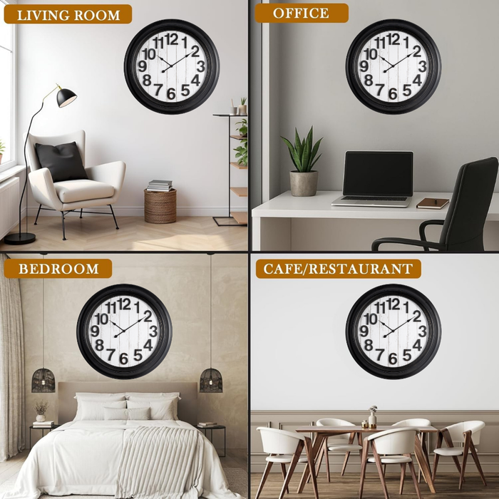 Fiber Clock - Numeric Big wooden design - Black (30"dia)