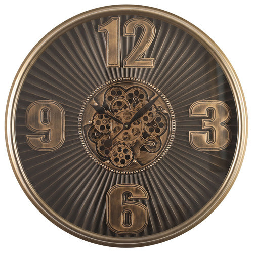 Mechanical clock - Marcus Ribbed Black And Gold (Y697-32")