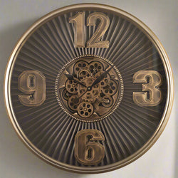 Mechanical clock - Marcus Ribbed Black And Gold (Y697-32")