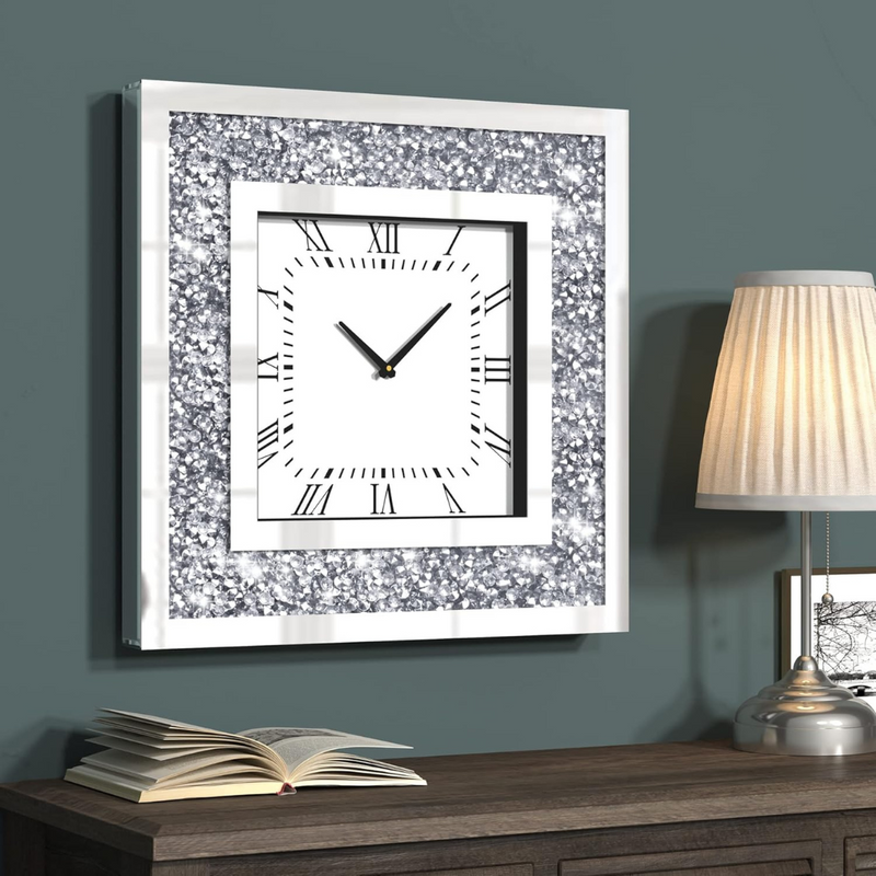 Mirror Dimond Clocks - Silver