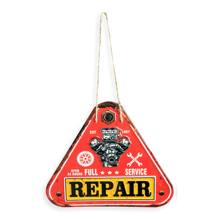 3D Metal Plates - Garage Triangle Full Service Red - eazy wagon