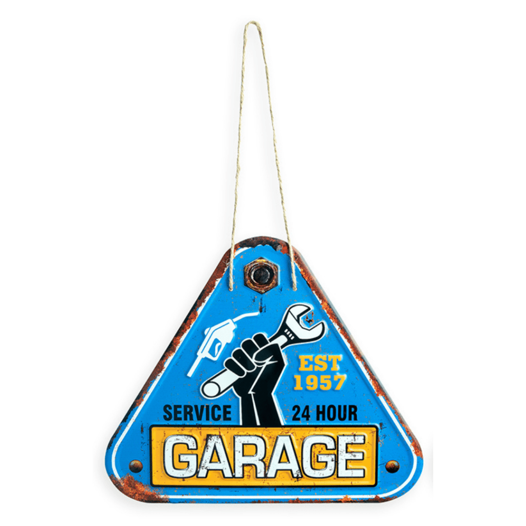 3D Metal Plates - Garage Triangle Service Blue - eazy wagon