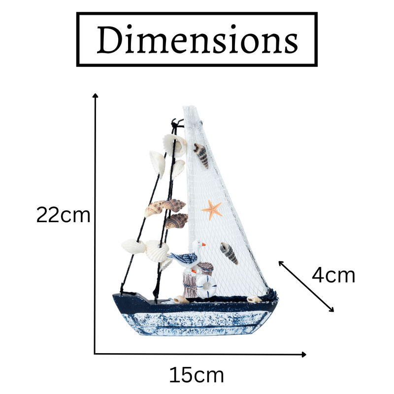 Mini Wooden Sailboat Model Decoration - Faded Blue