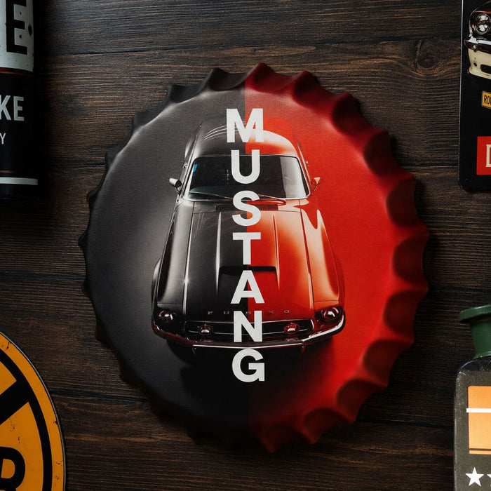 Bottle Caps wall decor sign - Ford Mustang Red