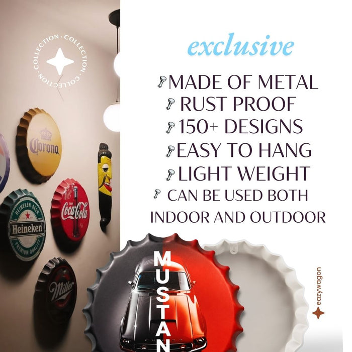 Bottle Caps wall decor sign - Ford Mustang Red