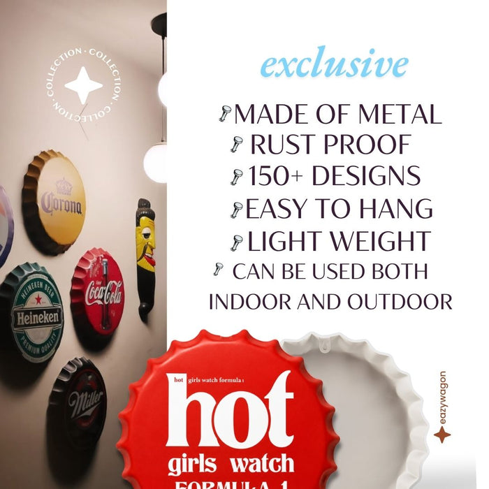 Bottle Caps wall decor sign - Hot Girls Watch Formula One