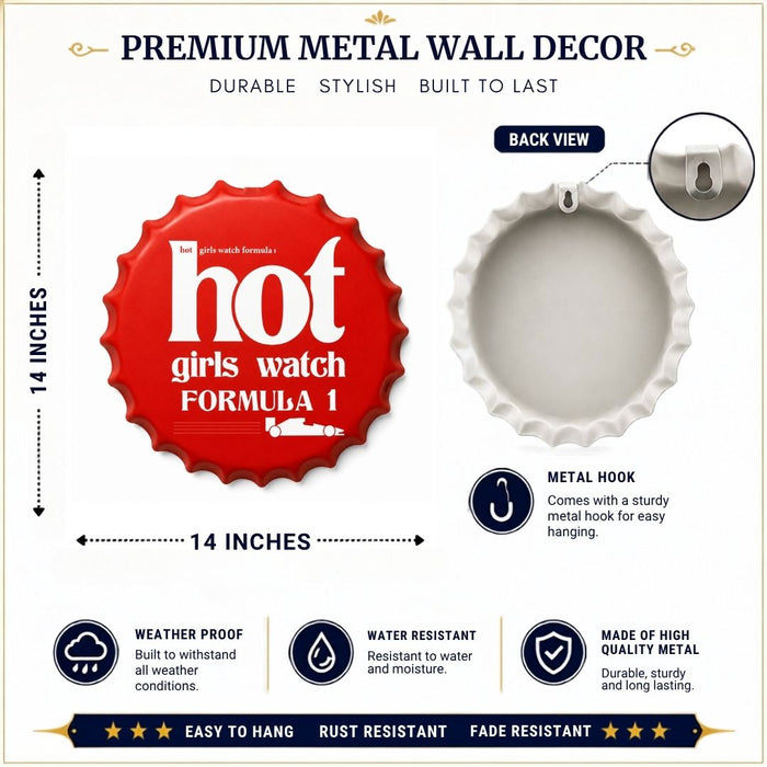 Bottle Caps wall decor sign - Hot Girls Watch Formula One