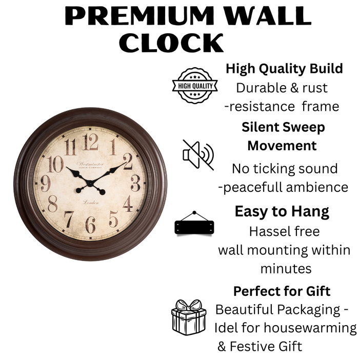 Fiber Clock - Numeric Big West - Brown (30"dia)
