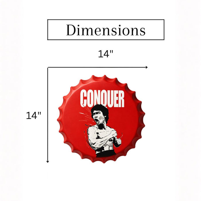 Bottle Caps wall decor sign - Conquer Bruce lee