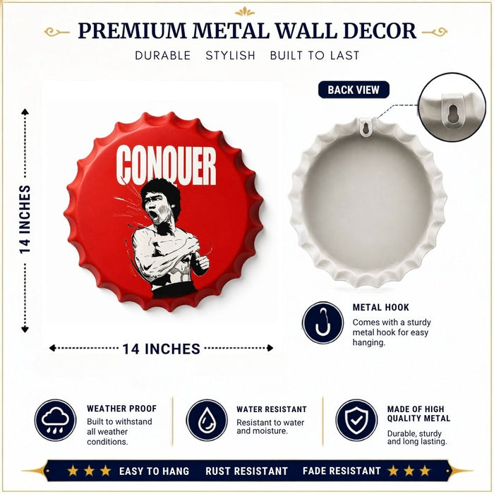 Bottle Caps wall decor sign - Conquer Bruce lee