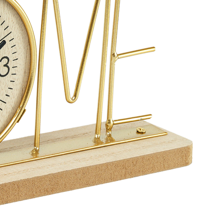 Wooden Metal Letter Clock - Welcome (Gold)