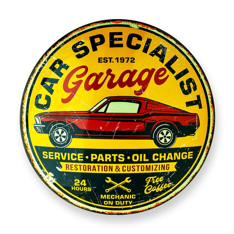 Metal Shield wall decor - Car Specialist Garage (16x16")