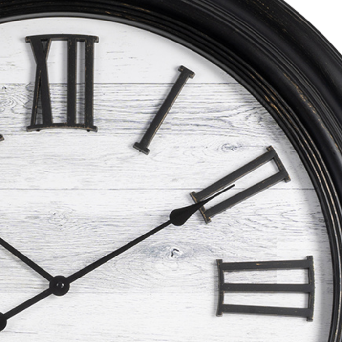 Fiber Clock - Roman Big wooden design - Black (30"dia)