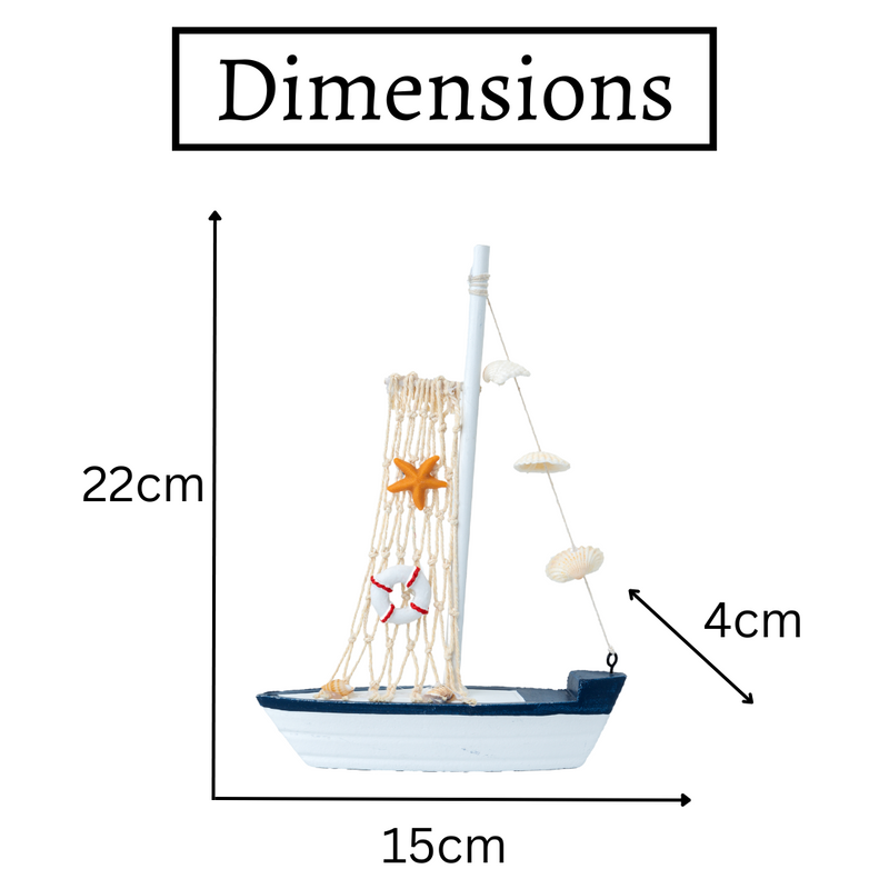 Mini Wooden Sailboat Model Decoration - Dark Blue Border