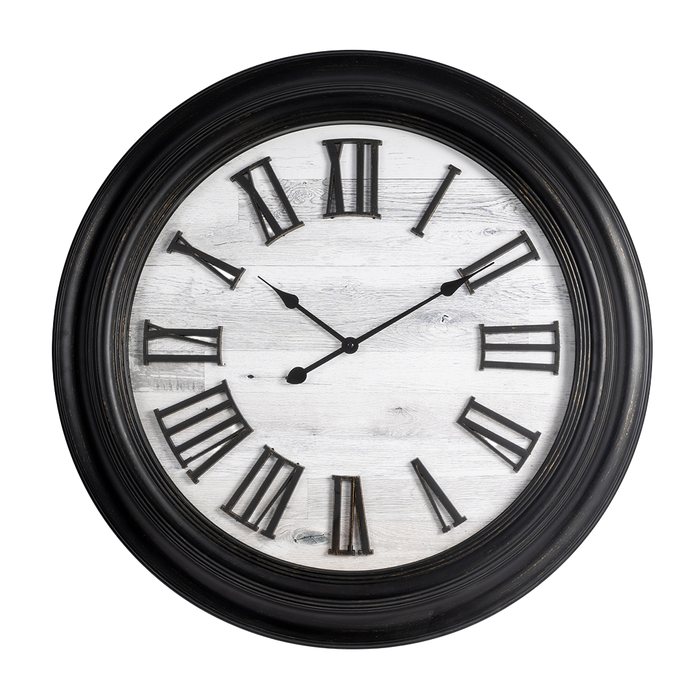 Fiber Clock - Roman Big wooden design - Black (30"dia)
