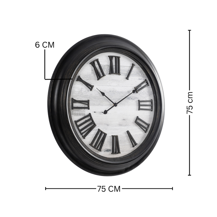 Fiber Clock - Roman Big wooden design - Black (30"dia)