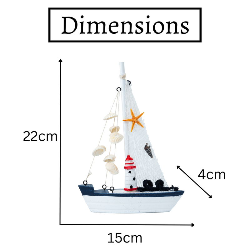 Mini Wooden Sailboat Model Decoration - Dark Blue Border