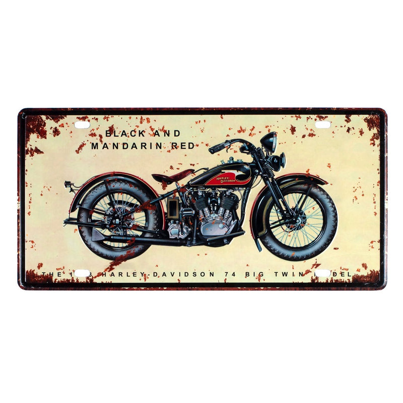 Number Plates wall sign - Black and mandarin Red Motorbike