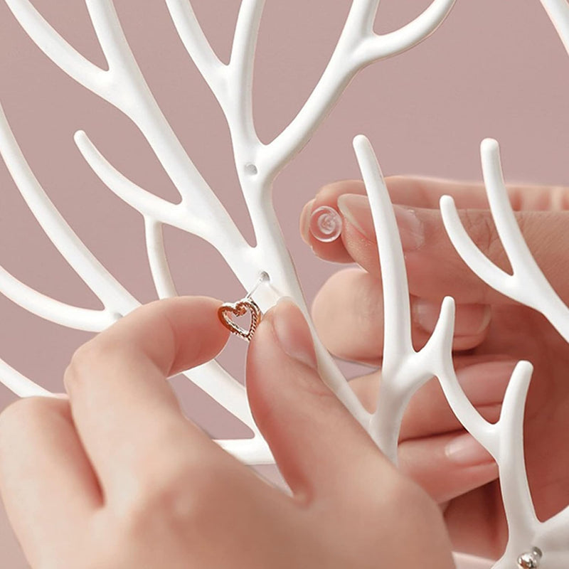 Key holder, Necklace Holder, Bracelet Stand Jewelry Organizer Jewelry Tree Decorative Tray (White)