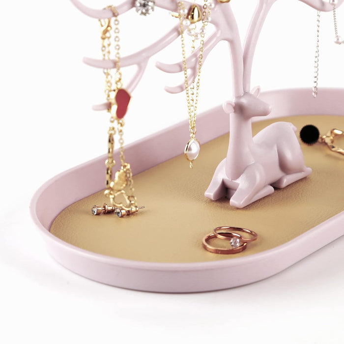Key holder, Necklace Holder, Bracelet Stand Jewelry Organizer Jewelry Tree Decorative Tray (Pink)