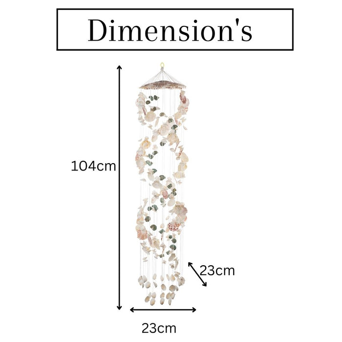 Seashells wall Hanging - White color 3.41ft