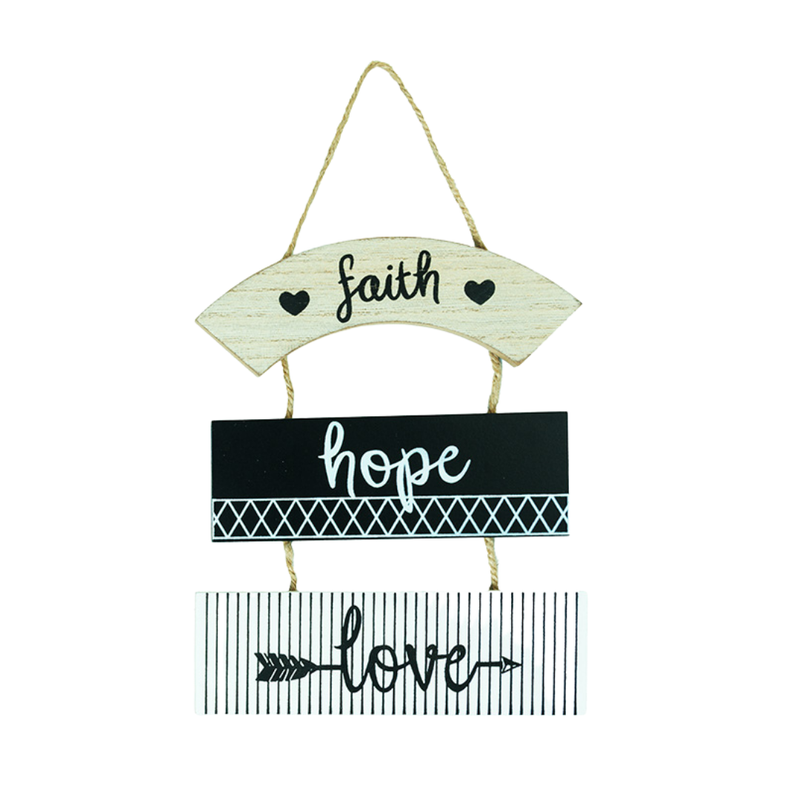 Positive Quotes Wall Hanging - Faith Hope Love