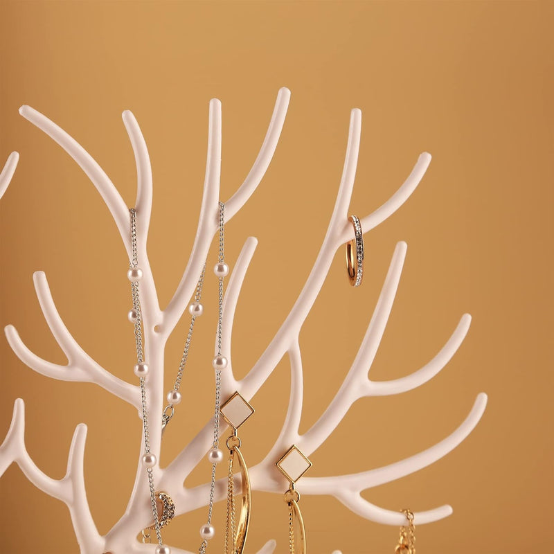 Key holder, Necklace Holder, Bracelet Stand Jewelry Organizer Jewelry Tree Decorative Tray (White)