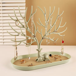 Key holder, Necklace Holder, Bracelet Stand Jewelry Organizer Jewelry Tree Decorative Tray (Green)