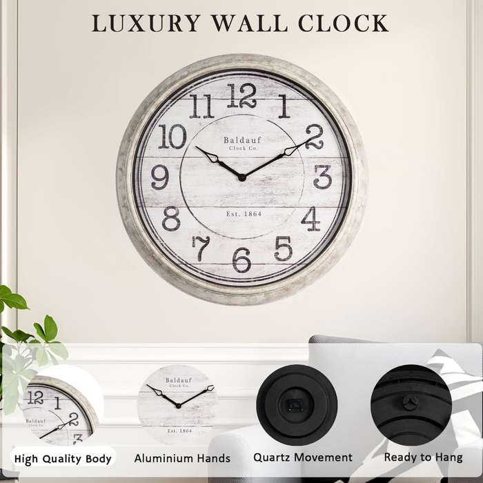 Fiber Clock - Numeric Big Baldauf - Grey (30"dia)