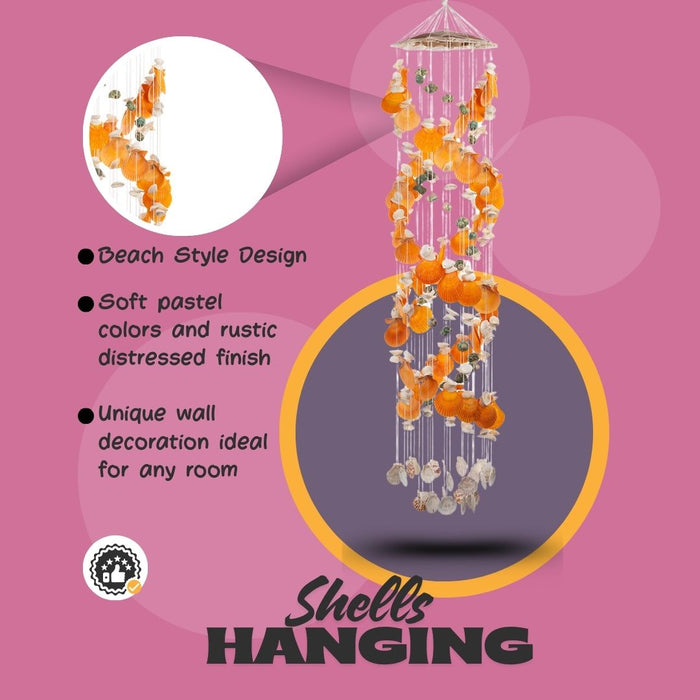 Seashells wall Hanging - Orange color 3.41ft
