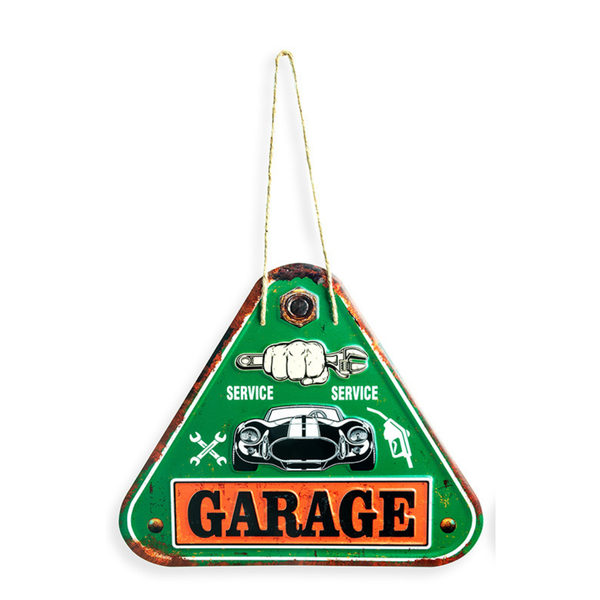 3D Metal Plates - Garage Triangle Service Green