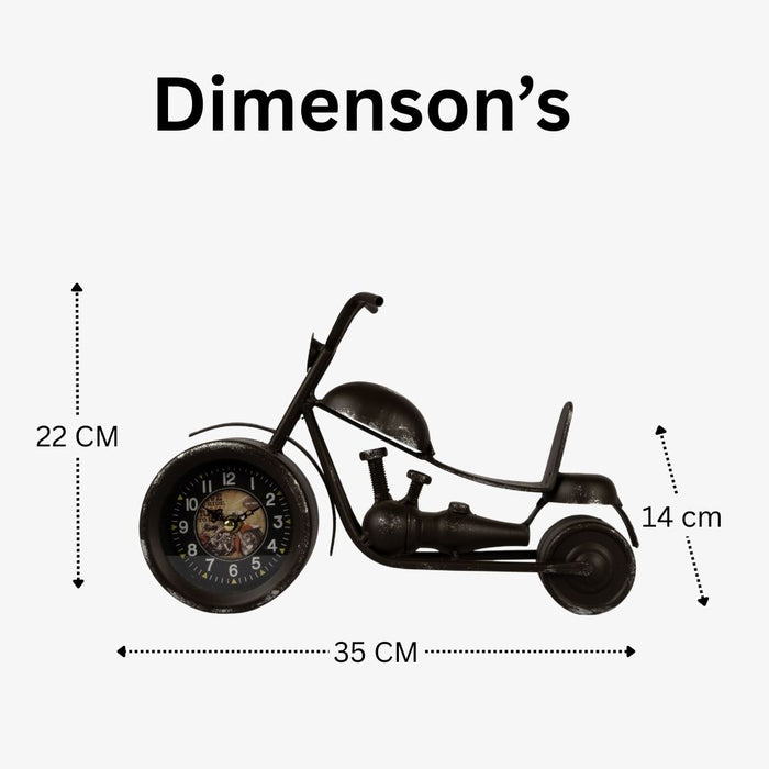 Model Clock - Vintage Motorbike Shaped clock - Black