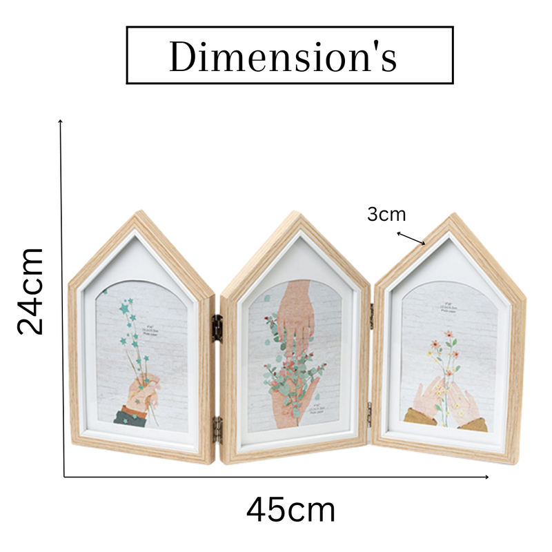 Photo Frames - Three House shape Beige