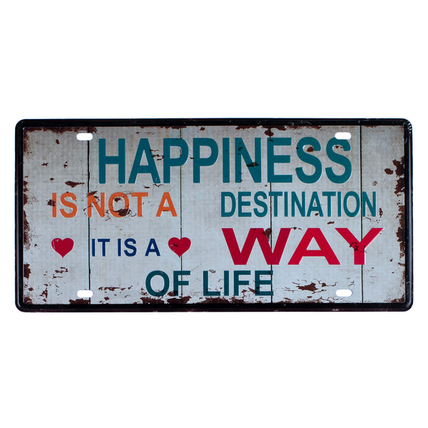 Number Plates wall sign - Happiness Is A Way